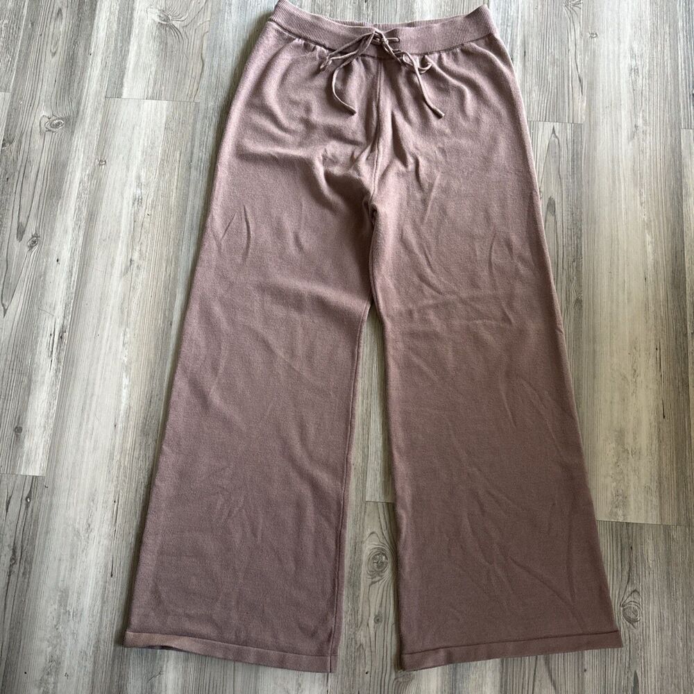 Wide Leg Viscose Drawstring Sweatpants Taupe Size XL